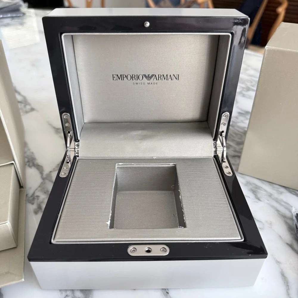 Emporio Armani Swiss Made Luxury Watch Box Set with Manuals and Pouch